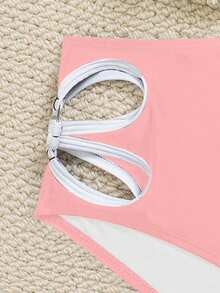 Oceva Quần bikini thiết kế khoét rỗng dành cho nữ, thích hợp cho kỳ nghỉ hè ở bãi biển. - Hồng - Xem 6