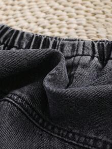 Bộ 3 quần short denim mềm mại, bạc màu, thêu hình gấu, dành cho bé trai, màu xanh nhạt/xám, thích hợp cho mùa xuân/hè. - Nhiều màu - Xem 4