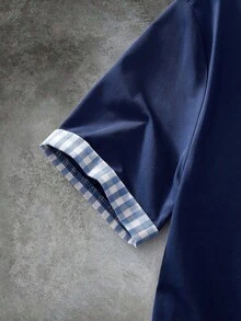 Manfinity RebelGame 男士優雅學院風休閒拼接 Polo 衫，適合通勤、度假、父親節禮物、足球運動 - 彩色 - 查看 5