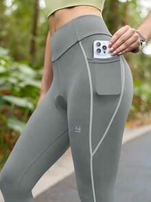 SHEIN Quần legging thể thao và đạp xe 2 trong 1 In My Nature dành cho nữ - Quần bó chuyên dụng cho chạy địa hình với đệm gel 3D chuyên nghiệp. - Màu Xám nhạt - Xem 6