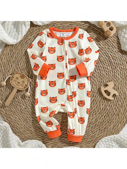 Loomiva Bộ áo liền quần dài tay bằng vải dệt kim họa tiết hoạt hình dễ thương cho bé gái/bé trai sơ sinh, thích hợp cho các kỳ nghỉ, mặc nhiều lớp và nhiều dịp khác nhau.