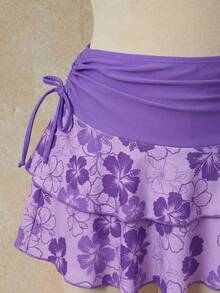 Bellisia 26SS 春夏沙滩度假紫色吊带三角比基尼上衣+迷你裙三件套 - 彩色 - 查看 5