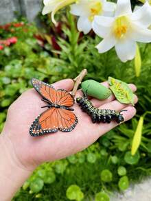 MINKOJA MINKOJA Children's Life Cycle Learning Toys, Butterfly Frog Bee Chicken Plant Growth Stage Simulation Model, Lifelike Figurines And Learning Cards, Entomology, Botany, Zoology Toy Sets, Monarch Butterfly Caterpillar Sets, Early Education Cognitive Toys. - Life Cycle - View 8