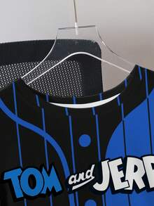 TOM & JERRY X SHEIN Camiseta de manga corta holgada y casual con estampado de dibujos animados para hombre - Blanco - Ver 6
