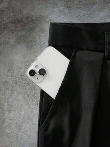 EASEVO 男士大尺碼夏季休閒百搭純色短褲 - 黑色 - 查看 3