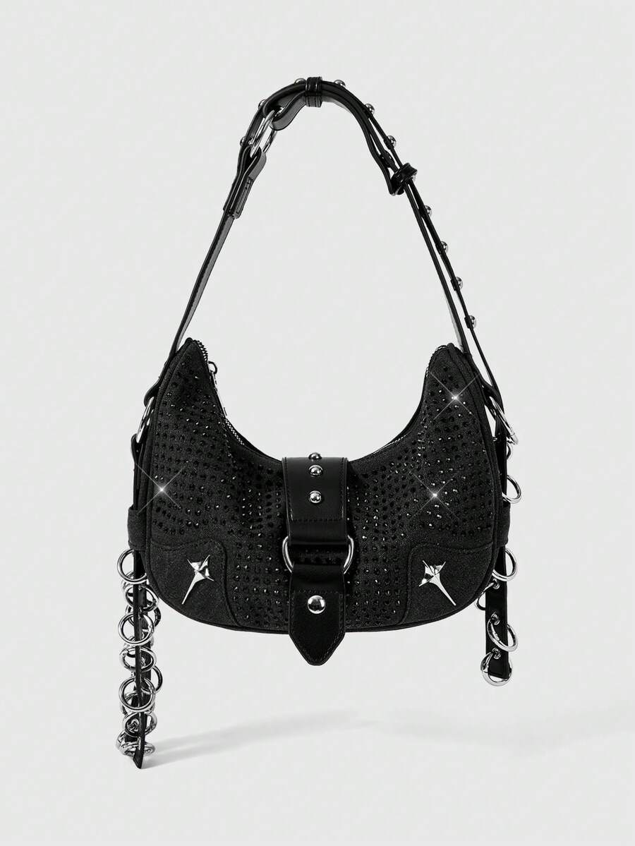 ROMWE Grunge Punk Bolso de mujer - Negro - Ver 1