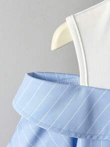 Elladie kids Tween Girl Striped 2 In 1 Casual Versatile Everyday Shirt - Blue - View 4