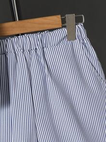 2pcs/Set Boys' Summer Casual Sports Outfit,Navy Blue T-Shirt & Striped Shorts,Back-To-School School Daily Wear,Elastic Waist Comfortable Fashionable - Navy Blue - View 7