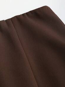 Sweetra Women's Elegant Commuting & Outing Slit Shorts - Brown - View 4