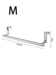 1pc,Household Towel Rack Non-Punched Wall Hanging Behind The Door Storage Rack Non-Nailed Single Pole Towel Rack Rag Hanging Rod,Kitchen Organization And Storage - Silver - View 11
