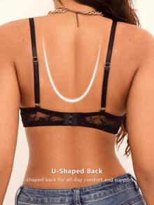 SHEIN 女士蕾丝无钢圈性感内衣文胸 - 黑色 - 查看 2