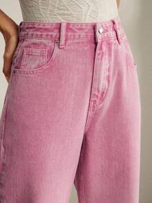 Anewsta Quần jeans cotton màu hồng tím chuyển sắc thời trang - Đỏ - Xem 1