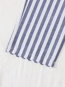 2pcs Young BoyCasual Wide Leg Striped Pants, Spring/Summer Vacation Style, Comfortable Fabric Suitable For Daily Casual Wear - Multicolor - View 6