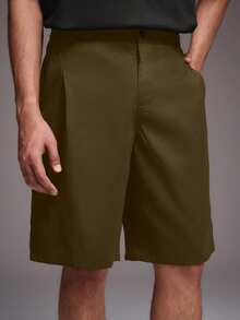 STYNVO Men's Solid Color Pocket Casual/Commute Suit Shorts - Brown - View 4