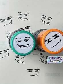 Sello con colores y expresiones aleatorias - Sello de tinta negra lindo y divertido - Sello divertido con expresión - Adecuado para uso diario en la oficina, etiquetas e indicadores - Multicolor - Ver 1