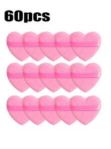 10/20/60 piezas Aplicador de terciopelo de corazón, aplicador de contorno y área ocular, difuminador de base para todo tipo de piel - Rosa - Ver 7