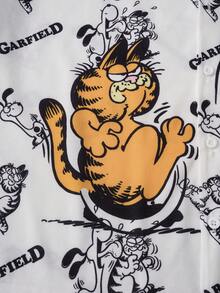 GARFIELD | SHEIN Cartoon Print Short Sleeve Top And Shorts Pajama Set For Men - White - View 5