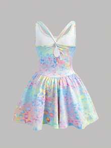Tween Girls' Casual Knit Printed Jumpsuit, Colorful Leopard Print - Multicolor - View 2