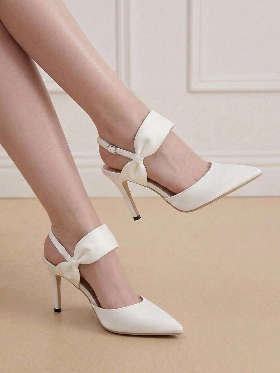 Eladyva Giày cao gót mũi nhọn màu trắng mới dành cho nữ, thích hợp cho các bữa tiệc và tụ họp, sandal cao gót thanh mảnh kiểu Pháp, phù hợp cho mùa xuân/hè/thu, thanh lịch, giày bít mũi nữ, trang phục cưới.