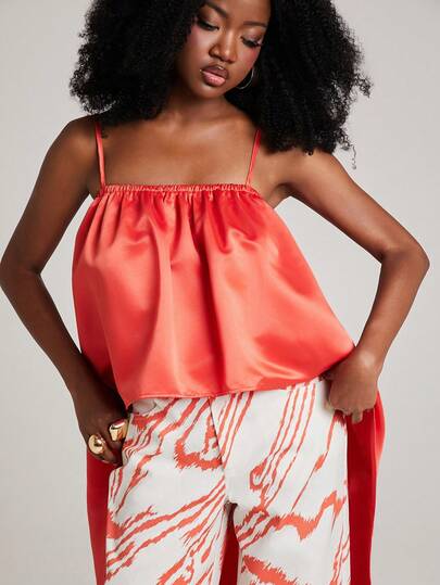 NYA SZN Women's Solid Color High-Low Hem Fashionable Camisole