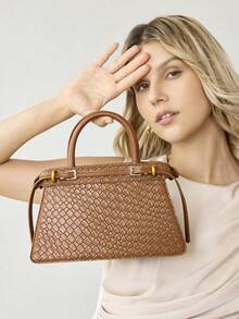 MOTF PREMIUM LADIES HANDBAG, EXQUISITE BUCKLE COMMUTER BAG - Brown - View 7