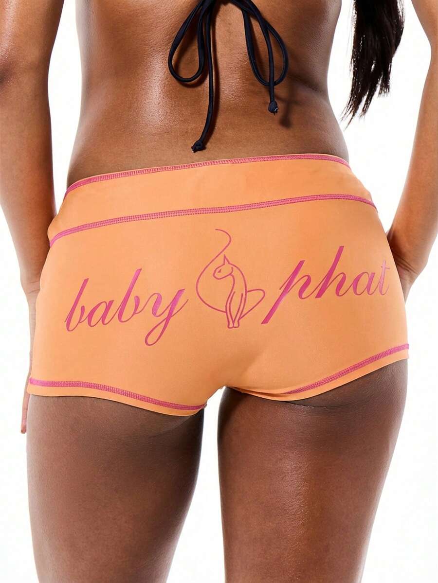 BABYPHAT Quần bơi bikini phối chỉ nổi bật với logo đặc trưng, màu cam, thích hợp cho mùa hè. - Màu Cam san hô - Xem 1