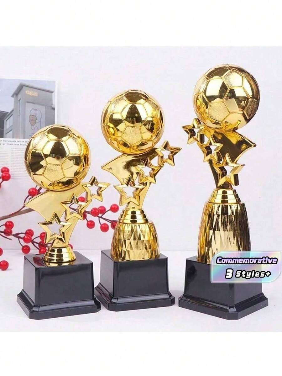 1 Pc Plastic Golden Ball Awards Trophy Model Soccer Competition Winner Award Trophy Toy Craft Souvenirs Excellent Player Award Small Prize Cup - Multicolor - View 1