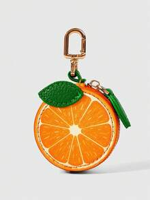 ROMWE Kawaii 1 Piece Girl Heart Three-Dimensional Orange Sweet Creative Bag Pendant Niche Design Leather Pendant Bag Pendant - Orange 2 - View 2