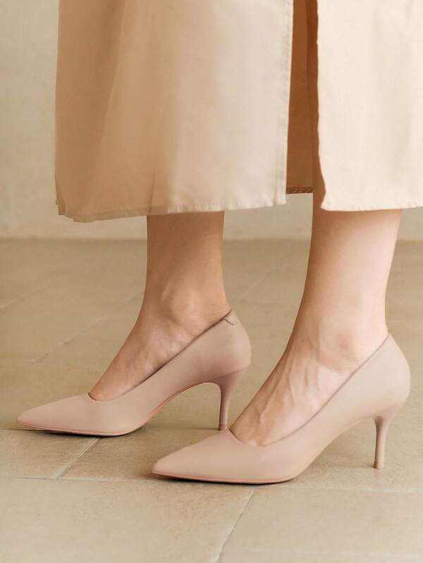 Alvarani Tacones de aguja de punta fina para otoño/invierno, zapatos de tacón alto de unicolor elegante color caqui para mujer, elegantes