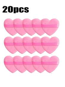10/20/60 piezas Aplicador de terciopelo de corazón, aplicador de contorno y área ocular, difuminador de base para todo tipo de piel - Rosa - Ver 9