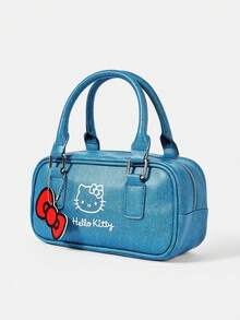 HELLO KITTY AND FRIENDS | SHEIN 丹寧藍蝴蝶結吊飾可愛手提包 - 藍色 - 查看 2