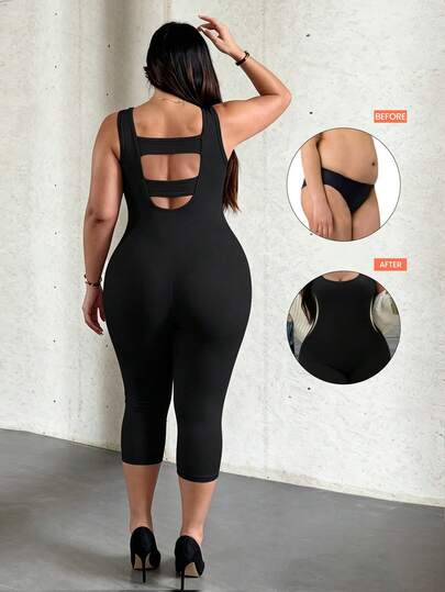 Rhythm Era Bộ áo liền quần yoga dài 7/8 màu đen không đường may dành cho nữ cỡ lớn, hở lưng, gợi cảm, co giãn cao, thích hợp cho yoga, golf, chạy bộ, tập thể dục, hoạt động ngoài trời, thể thao thường ngày, kiểu dáng phổ biến.