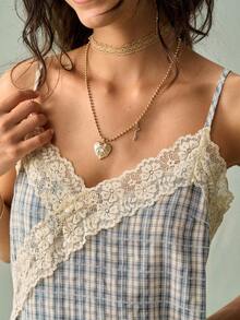 Camiseta de mujer de encaje francés elegante - Azul - Ver 6