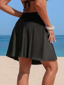 Swim Vcay Women's Black Modest Swimwear Bottom,Elegant High-End Pleated Shorts For Summer Beach Holiday,Boho Vacation Pool Party Resort Casual Beachwear - Multicolor - View 3
