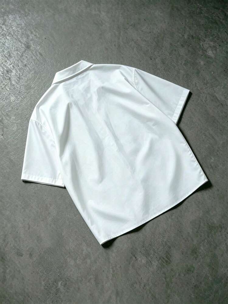 Open Front Short Sleeve Shirt With Embroidery
