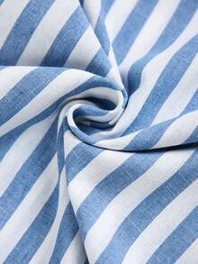 Sylviya Bộ 2 quần dài kẻ sọc bằng cotton dành cho nữ, thích hợp cho kỳ nghỉ hè. - Xanh và trắng - Xem 7