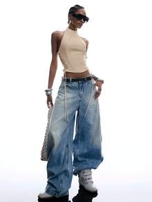 LYSMO 2026 Nueva Top Casual Versátil sin Mangas con Lazo de unicolor Minimalista para Mujeres, Adecuada para Citas y Salidas, Caqui - Caqui - Ver 5