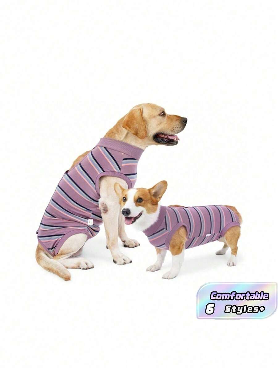 狗狗术后恢复服,狗狗术后恢复服,母犬绝育手术服,狗狗手术连体衣,公犬伊丽莎白圈替代品 - 酒紅色 - 查看 1