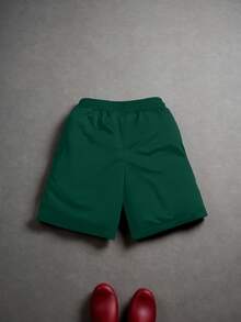 PAVTROS Quần short nam cỡ lớn in chữ, cạp chun, kiểu dáng thường ngày, có dây rút. - Màu xanh lá cây đậm - Xem 7
