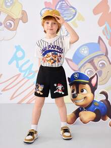 SHEIN | PAW Patrol 男童休闲卡通印花短裤，夏季 - 黑色 - 查看 5
