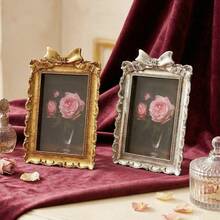 Cirelle 1PC French Retro Bow Resin Photo Frame – 3D Ornate Rectangular Display Frame For Desk, Vintage Home Decor For Bedroom, Living Room & Study - 1PC - View 8