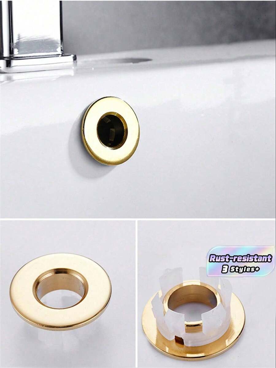 1/5Pcs Antique Style Sink Overflow Cover, Decorative Basin Overflow Hole Cap For Bathroom Wash Basin