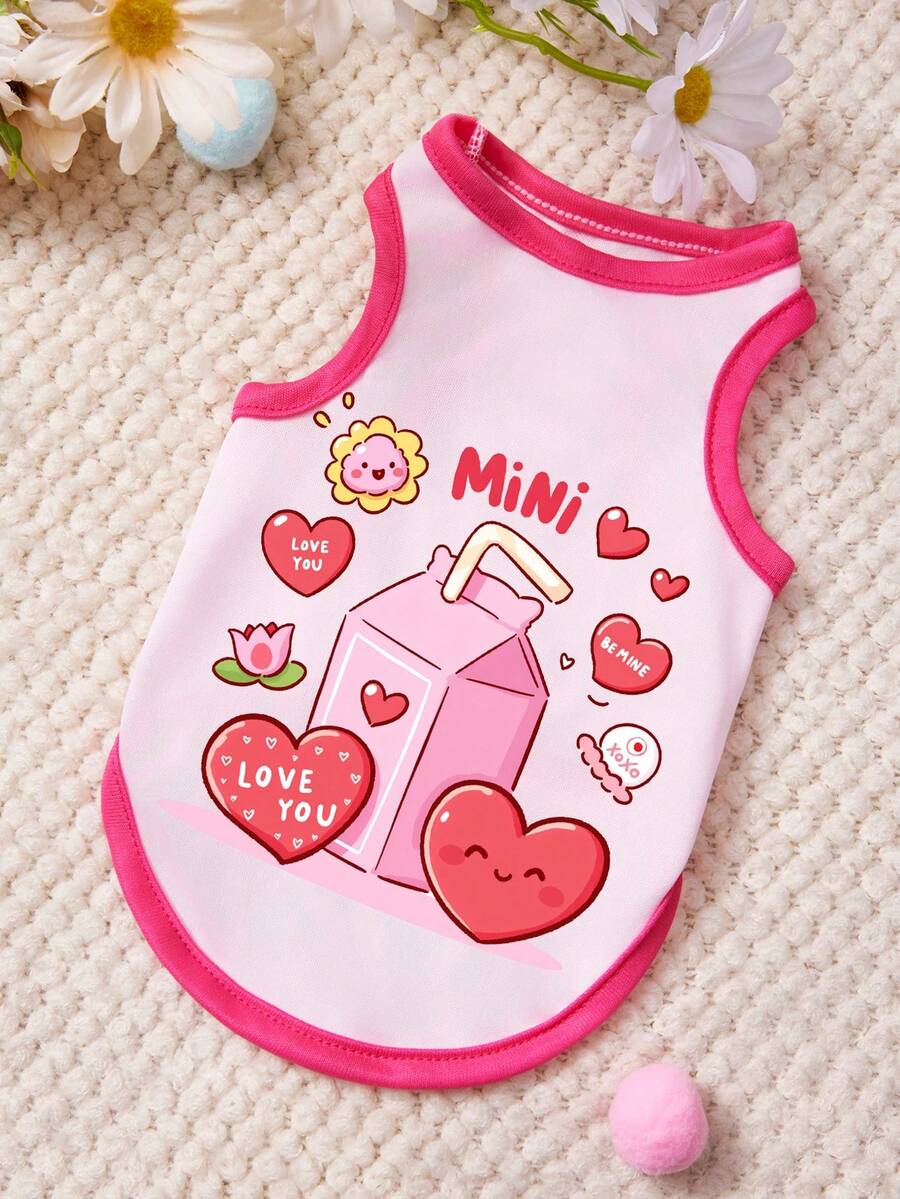 PETSIN 1 chiếc áo tank top in hình hoa sữa màu hồng nhạt, màu đỏ hồng, chất liệu mềm mại, thoáng khí, chống rụng lông cho thú cưng. - Nhiều màu - Xem 1