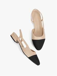 Alvarani Giày sandal quai hậu cỡ lớn dành cho nữ, giày da đế bằng mũi vuông, kiểu dáng cổ điển retro mới năm 2026, đa năng, thanh lịch kiểu Pháp, gót thấp phối màu, gót trung bình, giày casual. - Màu be - Xem 9
