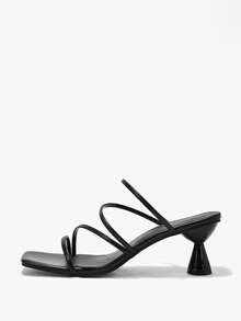 Alvarani 女士简约系带露趾高跟凉鞋，细高跟鞋，2025 年夏季时尚新品，不累脚 - 黑色 - 查看 9