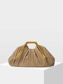 MOTF PREMIUM Borsa elegante plissettata da donna, hardware raffinato, versatile per appuntamenti e pendolarismo - Albicocca - Visualizzare 3