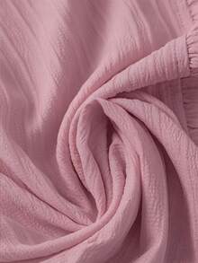 EMERY ROSE Plus Size V-Neck Frill Trim Ribbed Petal Sleeve Casual Blouse - Dusty Pink - View 4