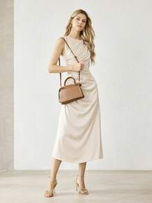 MOTF PREMIUM LADIES HANDBAG, EXQUISITE BUCKLE COMMUTER BAG - Brown - View 11