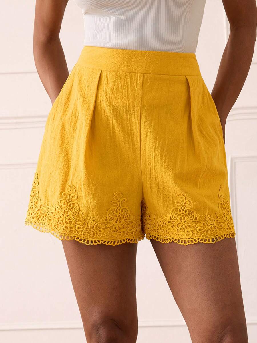Lilora Quần short cotton nữ kiểu dáng thanh lịch mới, thời trang cao cấp, đa năng, phù hợp cho đi làm, dạo phố hàng ngày, tụ họp, hẹn hò, tiệc tùng, thư giãn, dã ngoại, kỳ nghỉ, du lịch mùa hè. - Màu vàng - Xem 1
