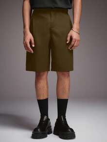 STYNVO Men's Solid Color Pocket Casual/Commute Suit Shorts - Brown - View 3